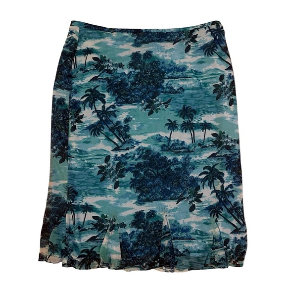 Vintage Express Midi Tropical Blue Skirt Size Medium - Picture 1 of 3